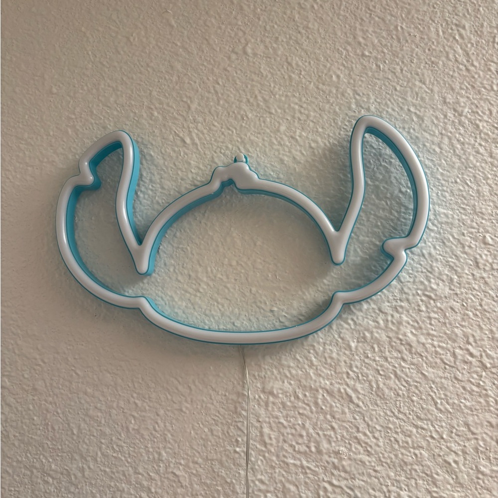 Disney Blue and White Stitch Neon Wall Art